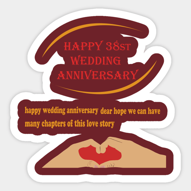 happy 38st wedding anniversary Sticker by best seller shop